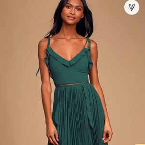Lulu's Green Ruffle Midi Dress